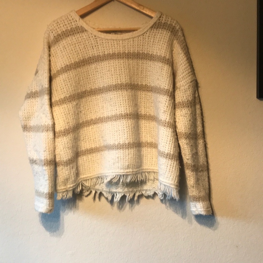 MADEWELL CHUNKY KNIT BROWN STRIPED SWEATER